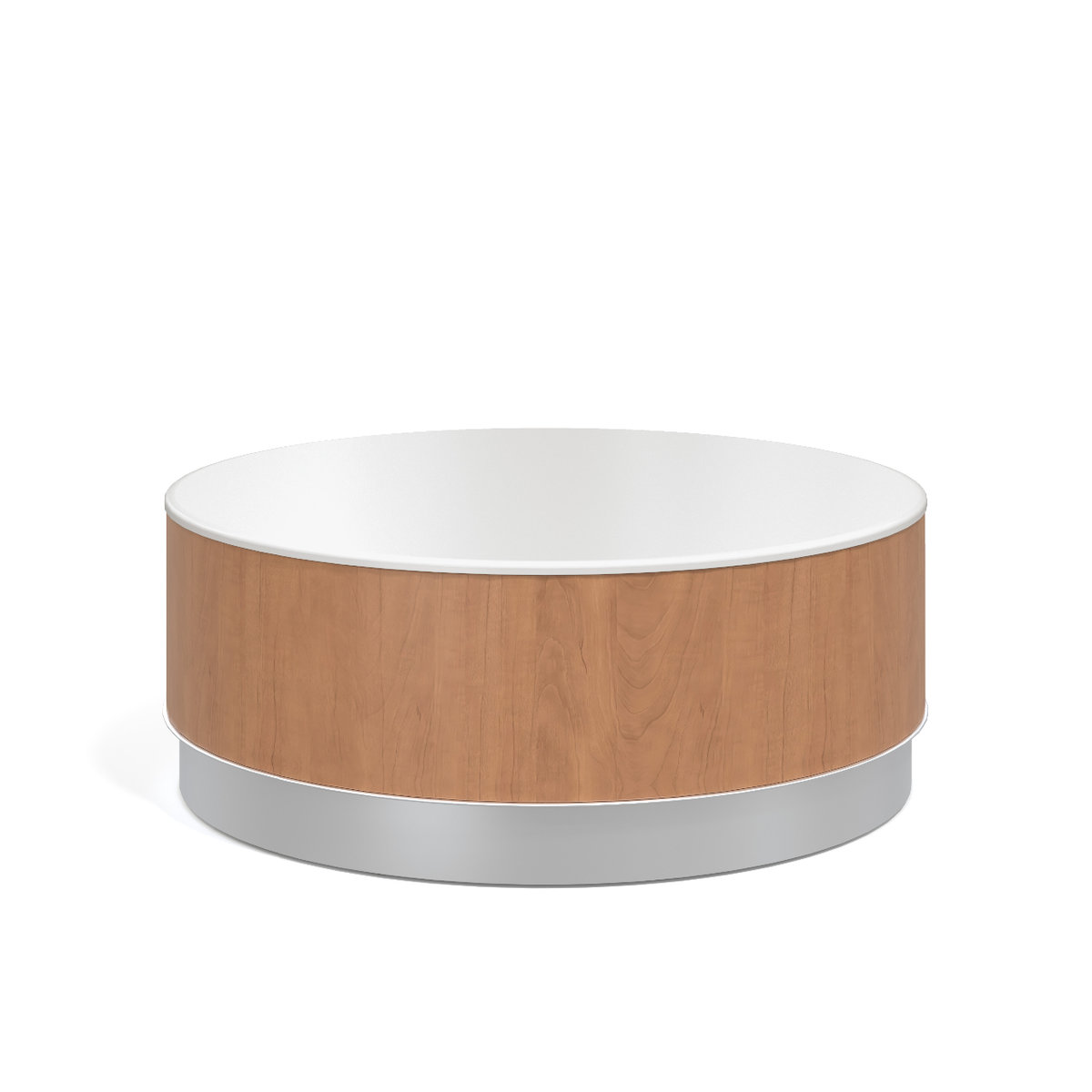Drum Table, plinth base, solid surface top Photo